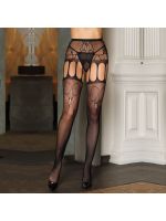 Сітчасті панчохи-стокінги JSY 7836 One Size, Black, відкритий доступ, сітка, імітація гартерів