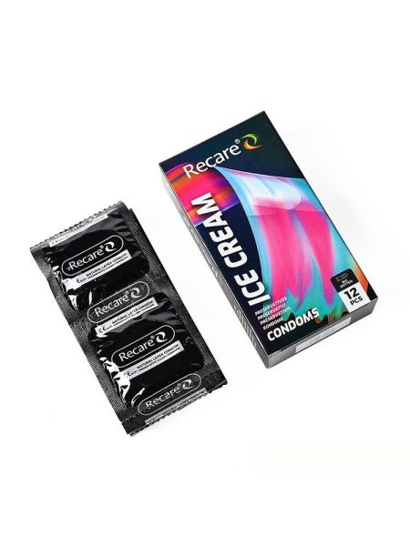 Презервативи Holographic Recare Ice Cream Big Dotted Condoms 12 шт, з пухирцями, аромат: морозиво
