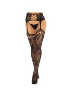 Колготки-панчохи Leg Avenue French Rose Backseam Garter Belt Stockings, чорні, One Size, з доступом