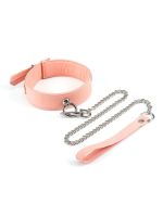 Нашийник з повідцем Liebe Seele Dark Candy Pink Collar with Leash, повідець на карабіні