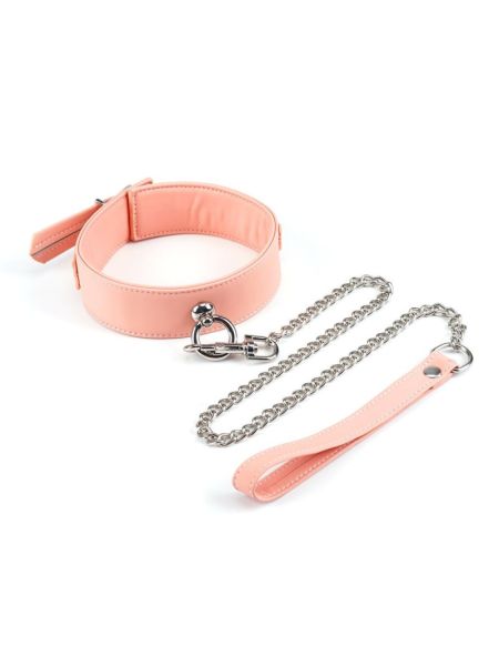 Нашийник з повідцем Liebe Seele Dark Candy Pink Collar with Leash, повідець на карабіні