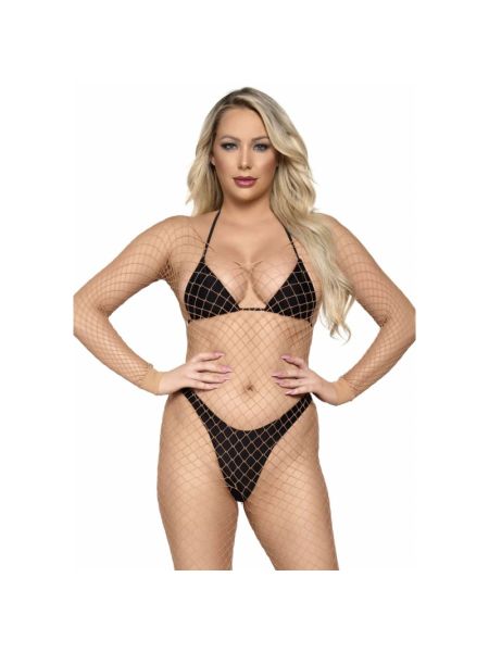 Бодістокінг у велику сітку Leg Avenue Long Sleeved Bodystocking One size Nude, довгий рукав