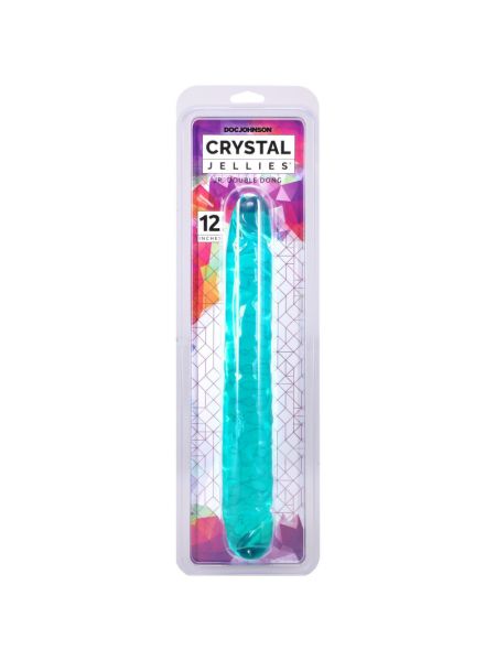 Фалоімітатор двосторонній Doc Johnson Crystal Jellies 12" Jr. Double Dong Teal