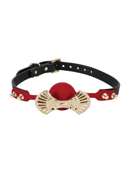 Розкішний силіконовий кляп Zalo Silicone Ball Gag Red, кристал Swarovski, шкіряний ремінець