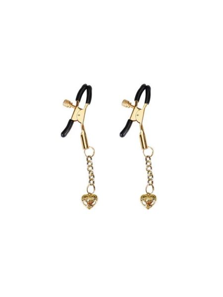 Затискачі для сосків з підвіскою Liebe Seele Hollow Heart Nipple Clamps Gold