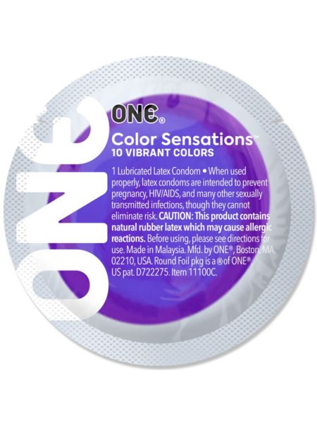 Презерватив ONE Color Sensations Pick ONE, 1 шт, фіолетовий, гладенький, зі змазкою