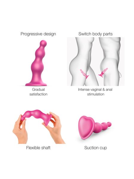 Насадка для страпона Strap-On-Me Dildo Plug Beads Framboise Metallic M