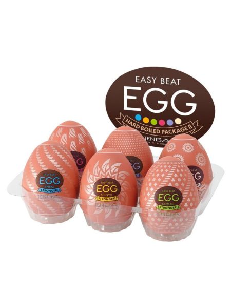 Набір мастурбаторів-яєць Tenga Egg Hard Boilded II Pack (6 яєць), щільний TPE, опукла текстура