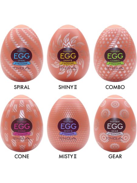 Набір мастурбаторів-яєць Tenga Egg Hard Boilded II Pack (6 яєць), щільний TPE, опукла текстура
