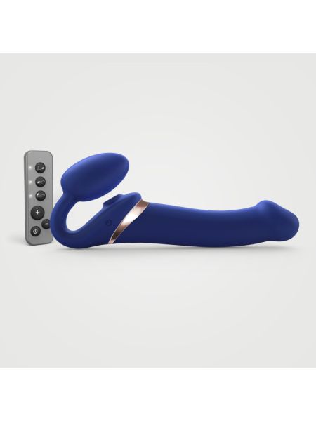 Безремінний вібрострапон з вакуумною стимуляцією Strap-On-Me MULTI ORGASM Blue L, регульований