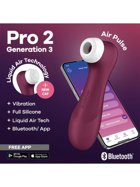Вакуумний кліторальний стимулятор Satisfyer Pro 2 Generation 3 with Liquid Air Connect App Wіnе Red