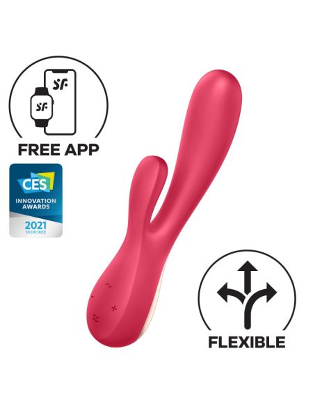 Смарт вібратор-кролик Satisfyer Mono Flex Red, 2 мотори, керування через інтернет