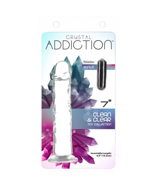 Прозорий фалоімітатор на присосці ADDICTION Vertical Dong 7″, віброкуля в подарунок