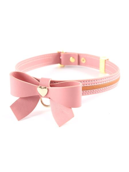 Нашийник з повідцем LOCKINK SEVANDA Love Heart Butterfly Leather Collar Set, рожевий, з бантом