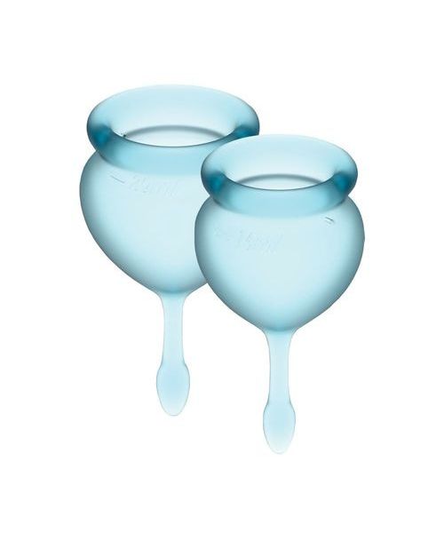 Набір менструальних чаш Satisfyer Feel Good (light blue), 15мл і 20мл, мішечок для зберігання