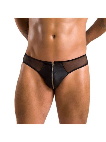 Чоловічі сліпи на блискавці Passion 042 SLIP TIMMY XXL/XXXL Black, екошкіра, сітка