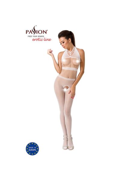 Бодістокінг Passion BS048 white, комбінезон, імітація колгот та відкритого топа