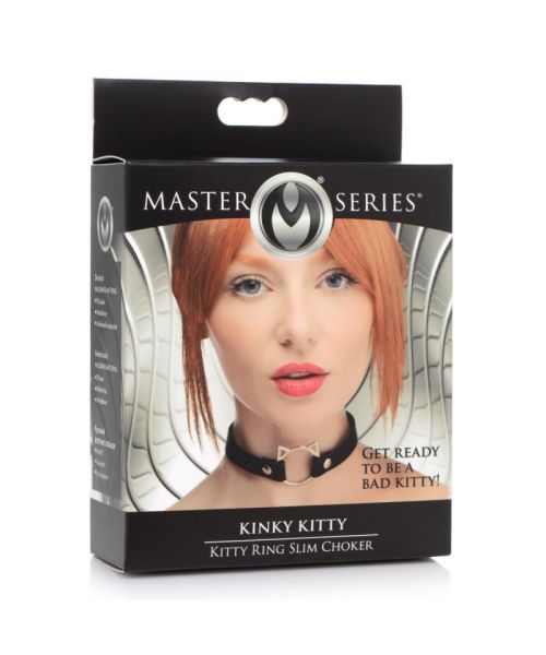 Чокер Master Series Kinky Kitty Ring Slim Choker - Black