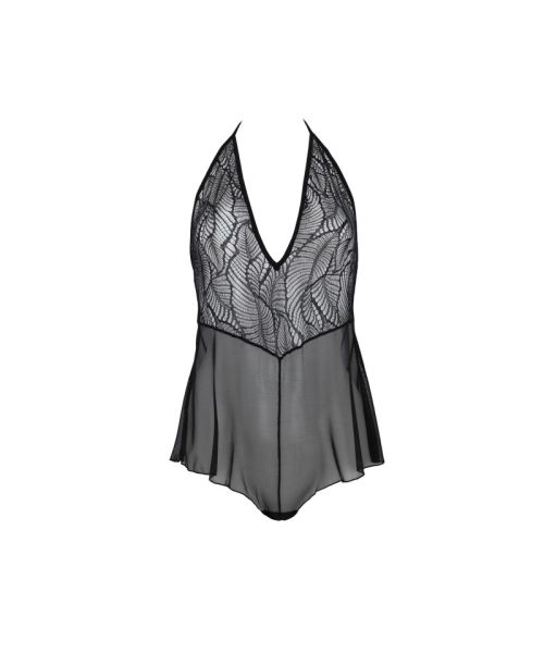 Боді Passion LEAFA BODY black, L/XL, на зав'язках, м'яка чашка, низ у вигляді шортиків