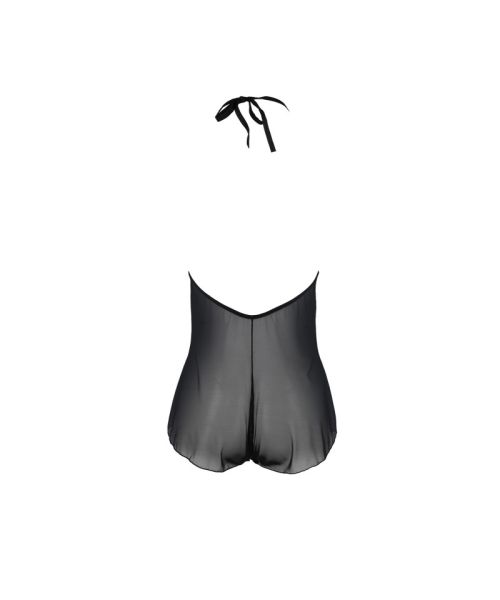 Боді Passion LEAFA BODY black, L/XL, на зав'язках, м'яка чашка, низ у вигляді шортиків