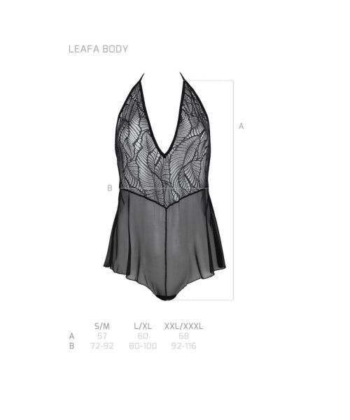 Боді Passion LEAFA BODY black, L/XL, на зав'язках, м'яка чашка, низ у вигляді шортиків