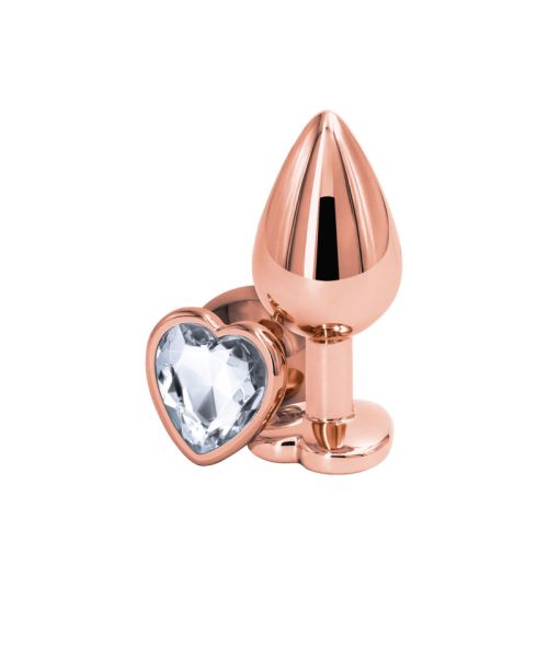 Анальна пробка NS Novelties Rear Assets - Rose Gold Heart - Medium - Clear