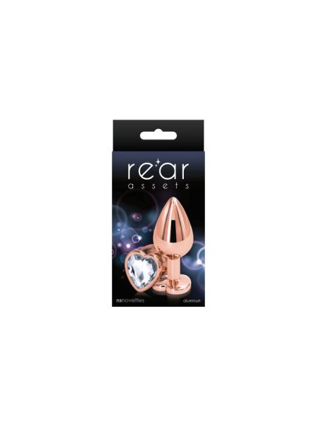 Анальна пробка NS Novelties Rear Assets - Rose Gold Heart - Medium - Clear