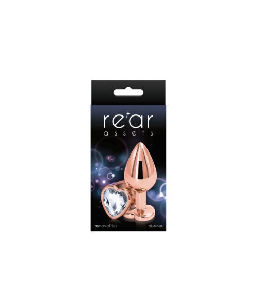 Анальна пробка NS Novelties Rear Assets - Rose Gold Heart - Medium - Clear