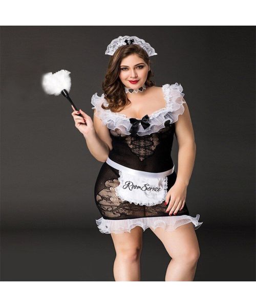 Костюм покоївки JSY «Слухняна Ельма» Plus Size Black, сукня, фартух, головний убір покоївки