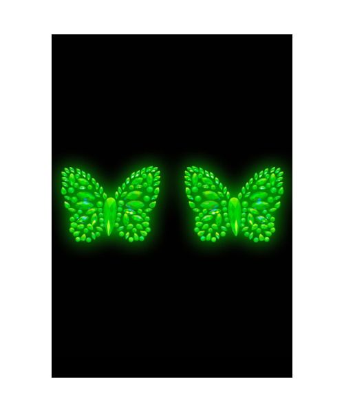 Пестис-метелики з кристалів Leg Avenue Chrysallis nipple sticker, наліпки, світяться у темряві