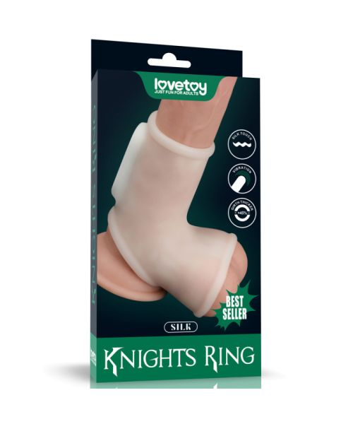 Насадка на член - Vibrating Silk Knights Ring With Scrotum Sleeve White