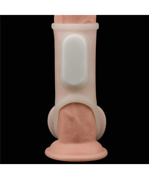 Насадка на член - Vibrating Silk Knights Ring With Scrotum Sleeve White