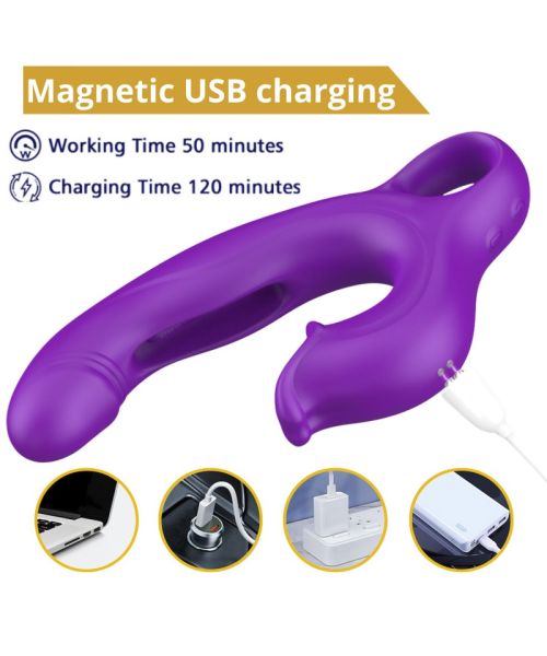 Вібратор - Erospace Sweet Play G-Spot Vibrator With Clitoral Licking & Flapping A17