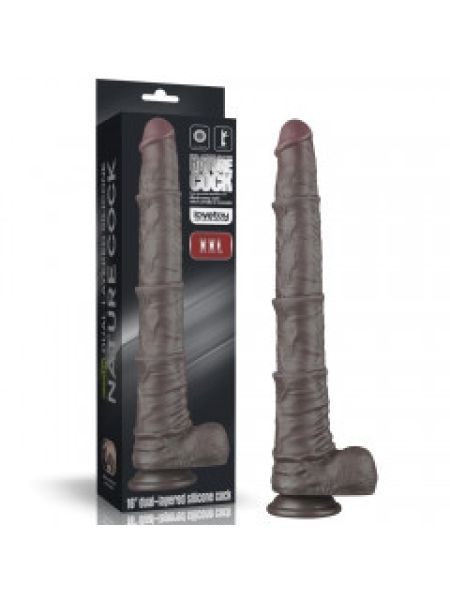 Фалоімітатор - Dual Layered Bendable Silicone Cock XXL 16'' Black