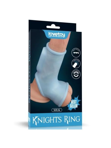 Насадка на член - Vibrating Silk Knights Ring With Scrotum Sleeve Blue