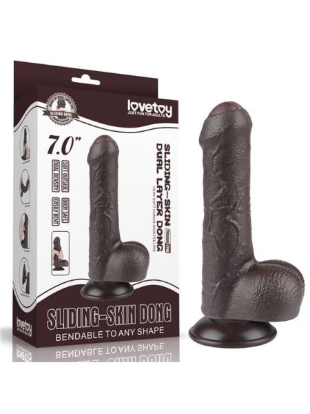 Фалоімітатор - Sliding-Skin Dual Layer Dong 7" Black