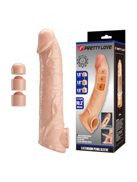 Подовжуюча насадка на член - Pretty Love Extension Penis Sleeve Flesh, 26 см