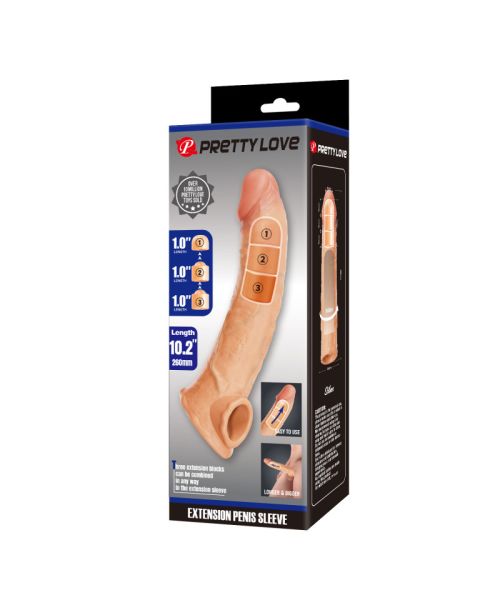 Подовжуюча насадка на член - Pretty Love Extension Penis Sleeve Flesh, 26 см