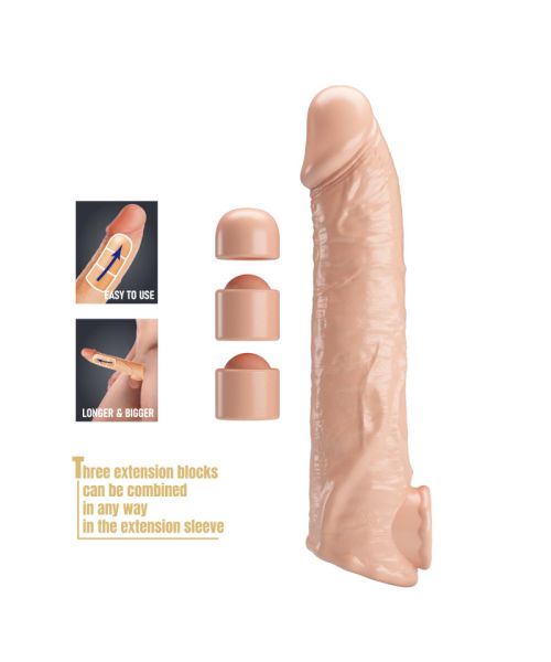 Подовжуюча насадка на член - Pretty Love Extension Penis Sleeve Flesh, 26 см