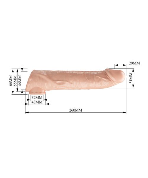 Подовжуюча насадка на член - Pretty Love Extension Penis Sleeve Flesh, 26 см