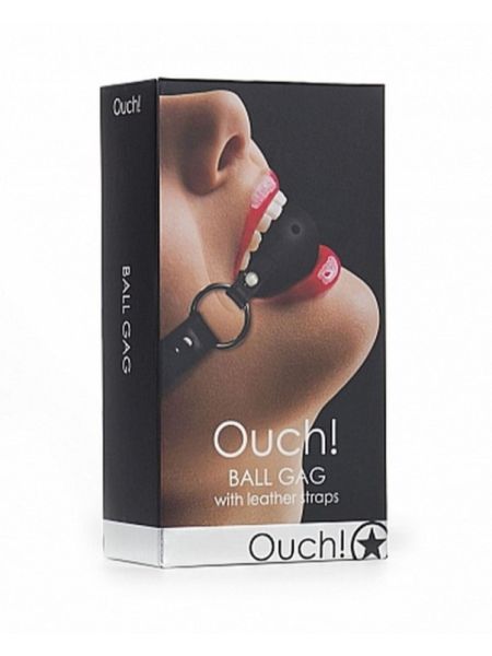 Кляп - Ouch! Ball Gag With Leather Straps Black