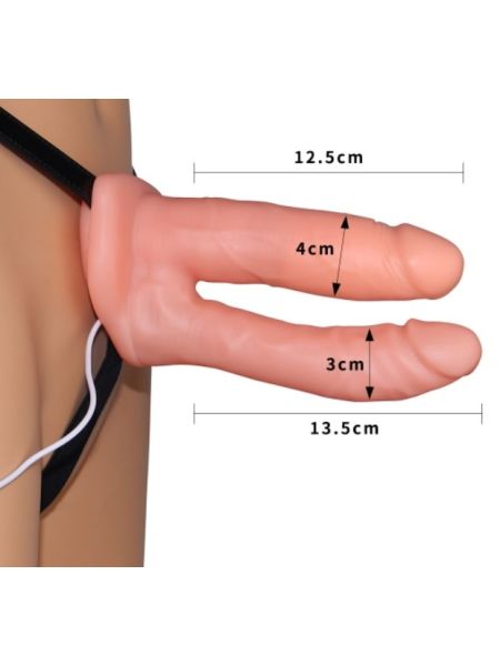 Страпон для подвійного проникнення - Vibrating Unisex Hollow Double Penetration 6"