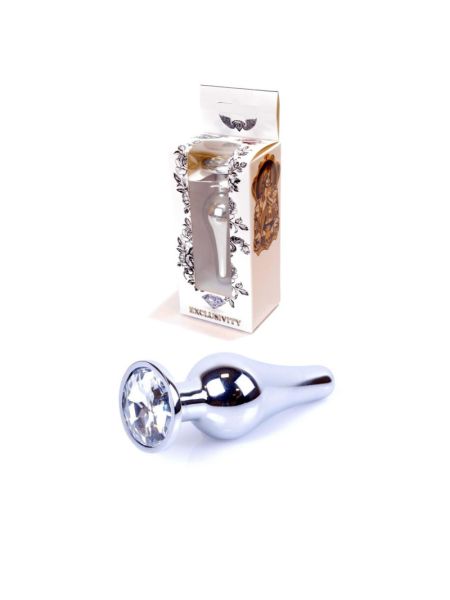 Анальна пробка - Jewellery Silver Long Plug Clear