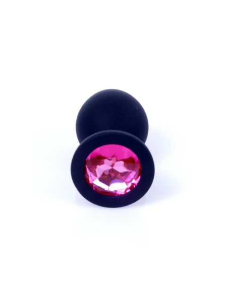 Анальна пробка - Jewellery Silicone Black Plug M Pink