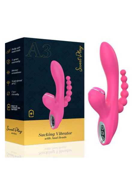 Вібратор - Erospace Sweet Play Sucking Vibrator With Anal Beads A3