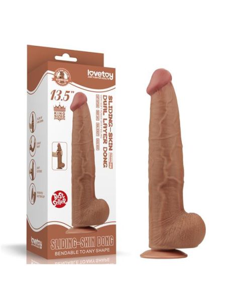 Фалоімітатор - Sliding-Skin Dual Layer Dong 13.5" Brown