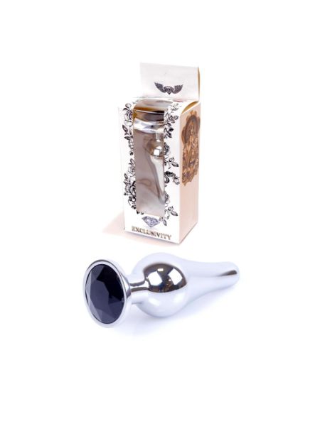 Анальна пробка - Jewellery Silver Long Plug Black
