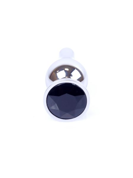 Анальна пробка - Jewellery Silver Long Plug Black