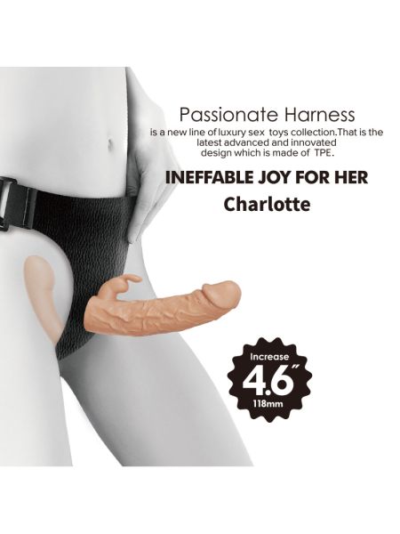 Двосторонній страпон - Ultra Passionate Harness Charlotte 5.5"