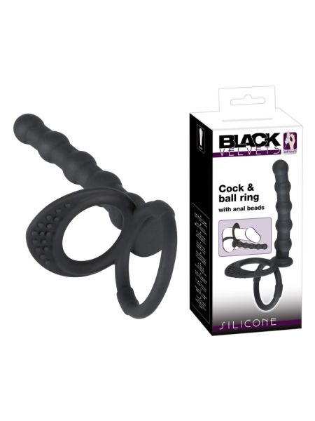 Насадка для подвійного проникнення - Black Velvets Cock & Ball Ring